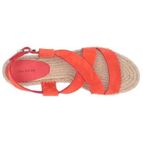 Via Spiga Gia Suede Leather Espdarille Strappy Sandals in Orange Size 8 - Picture 5 of 11